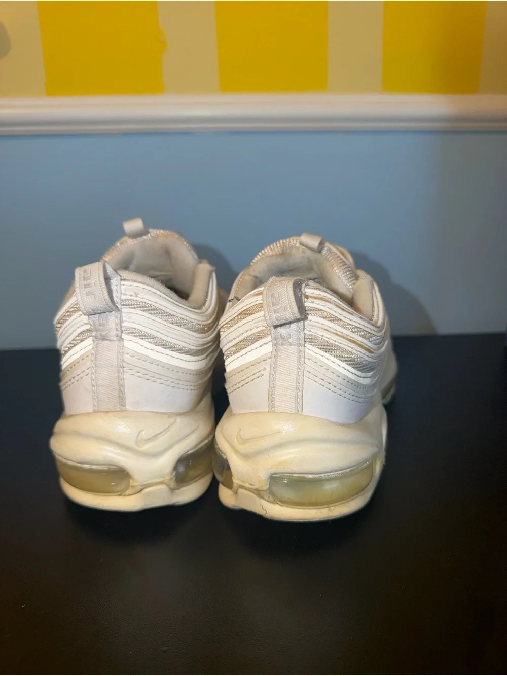 Nike White and Cream Air Max 97 Sneakers